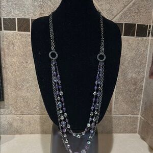 New York & Company Silver and Purple Necklace